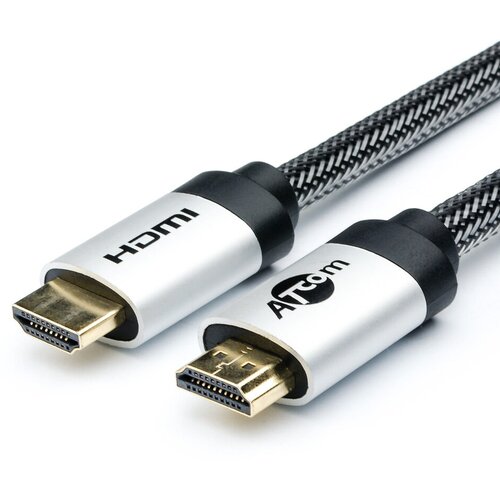 Кабель HDMI 15 m ATCOM (AT5263) (HIGH speed, Metal gold, ver2.0, в чулке, в пакете)