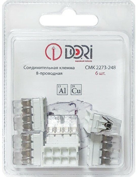 DORI Строительно-монтажная клемма DORI (СМК 2273-248) 8-ми проводная с пастой, 6 шт. в блистере