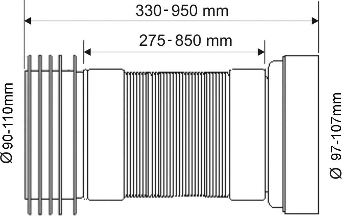 Гофра для унитаза с лепестковым окончанием (L330-850мм) McAlpine MRWC-F33R - фотография № 2