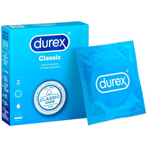 Презервативы Durex Classic классические с гелем-смазкой 3 шт.