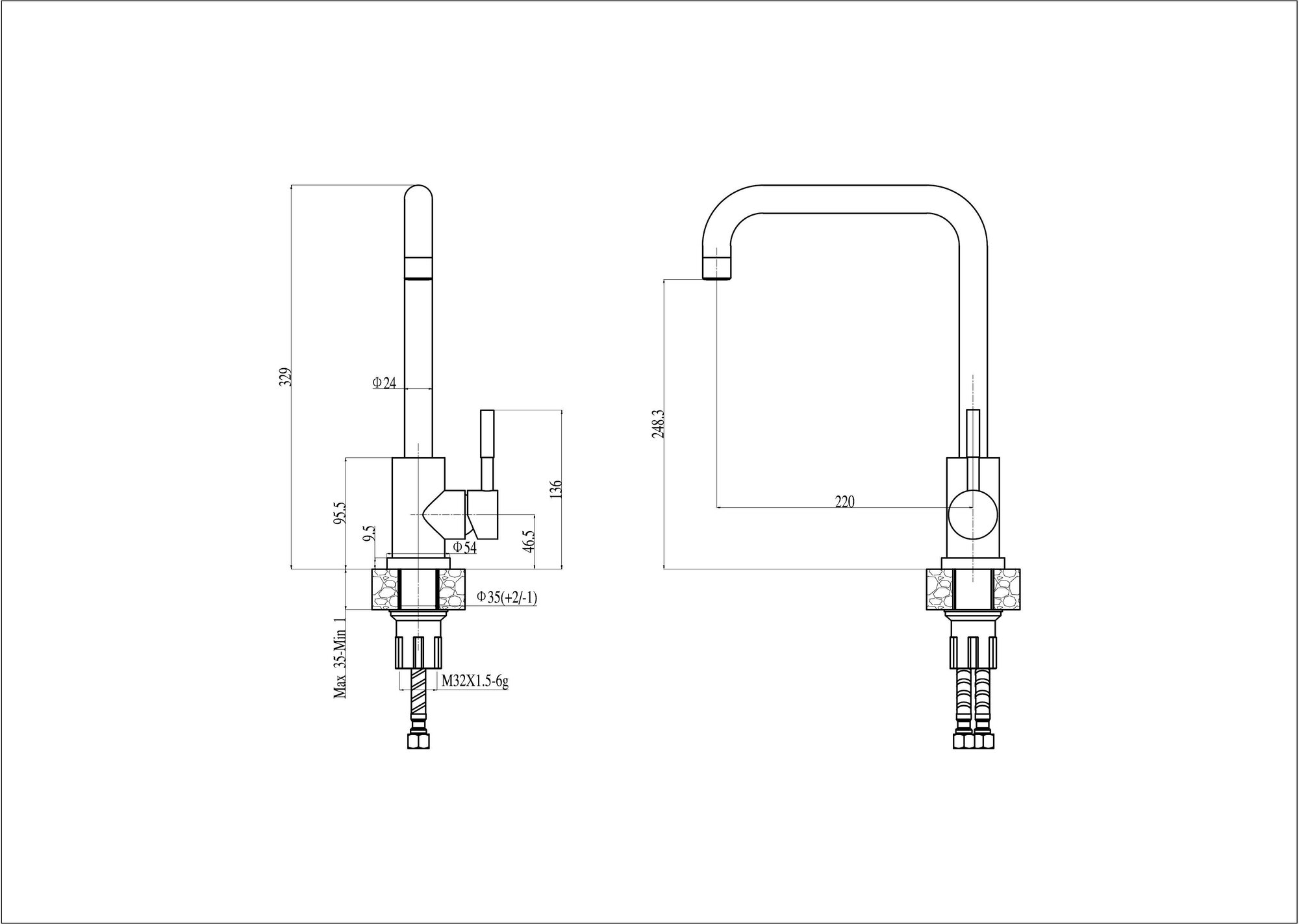 Смеситель для кухни Haiba HB71304-4 с гайкой, сталь - фотография № 9