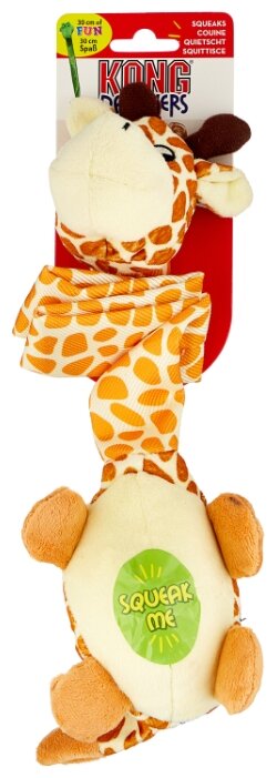 Игрушка для собак KONG Danglers Жираф с шуршащей шеей (RD12E), белый/бежевый - фотография № 1
