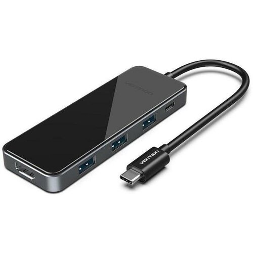 Концентратор USB Type-C Vention THPBB 3 х USB 3.0 HDMI USB Type-C черный vention мультифункциональный хаб usb c