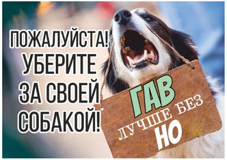 Информационная табличка "Уберите за собакой №1" 297x210 мм из пластика 3 мм