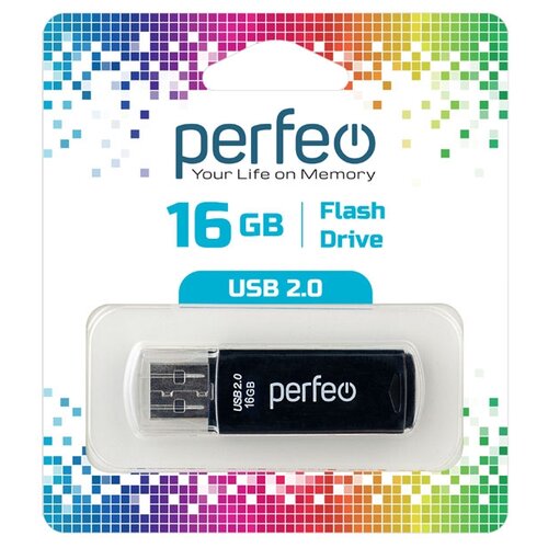 usb flash perfeo pf c13b016 usb 16gb черный bl1 Флешка Perfeo C06 16 ГБ, черный