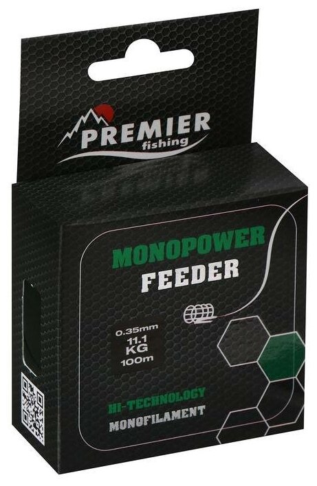 PREMIER fishing Леска Preмier fishing MONOPOWER Feeder диаметр 035 тест 111 кг 100 м зелёная