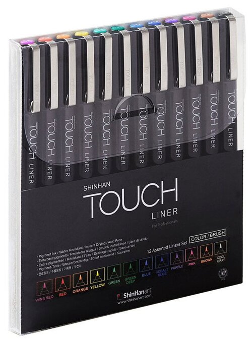 TOUCH Liner Brush набор линеров 12 цв. 0.1 мм 4305012 62278517494