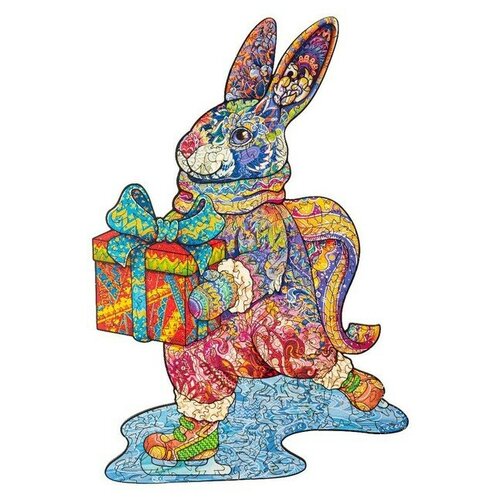 woody puzzles пазл фигурный радужный единорог размер m WOODY PUZZLES Пазл фигурный «Кролик», размер М