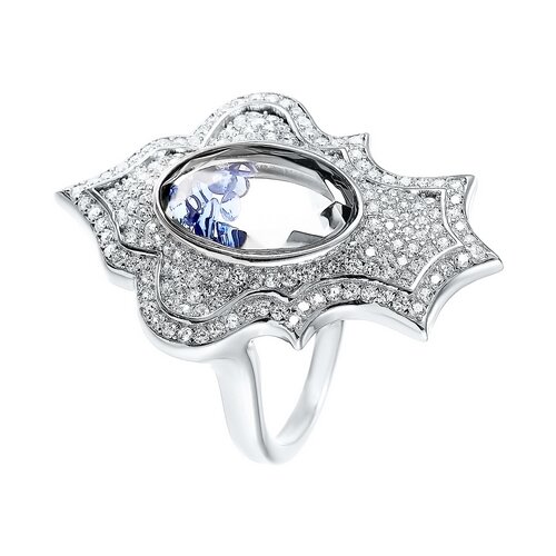 фото Element47 кольцо из серебра 925 пробы с кубическим цирконием и ювелирным стеклом a8009_ko_cryst_001_wg, размер 16