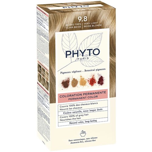 PHYTO Крем-краска для волос тон 9.8 (очень светлый бежевый блонд), 50/50/12 phytosolba phyto laque фитолак для волос средняя фиксация 100мл