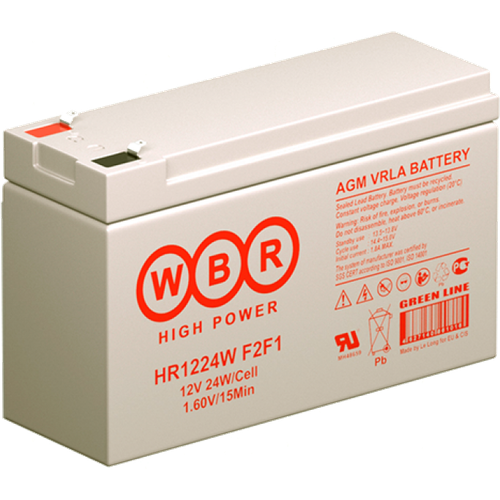 Аккумулятор WBR HR-1224W (12В, 24Вт/Эл, 6Ач / 12V, 24W, 6Ah) разные клеммы F2/F1