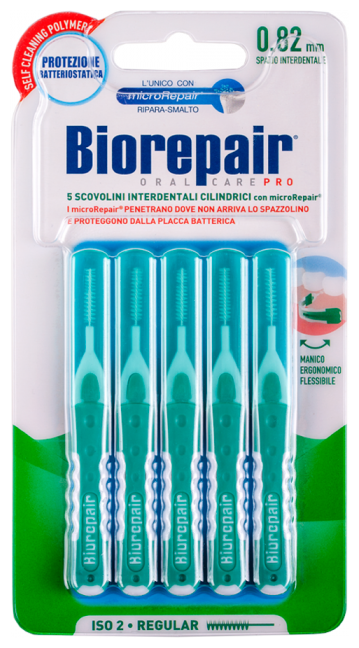 Зубной ершик Biorepair Interdental Cylindric 0.82 mm, белый/зеленый, 5 шт., диаметр щетинок 0.82 мм