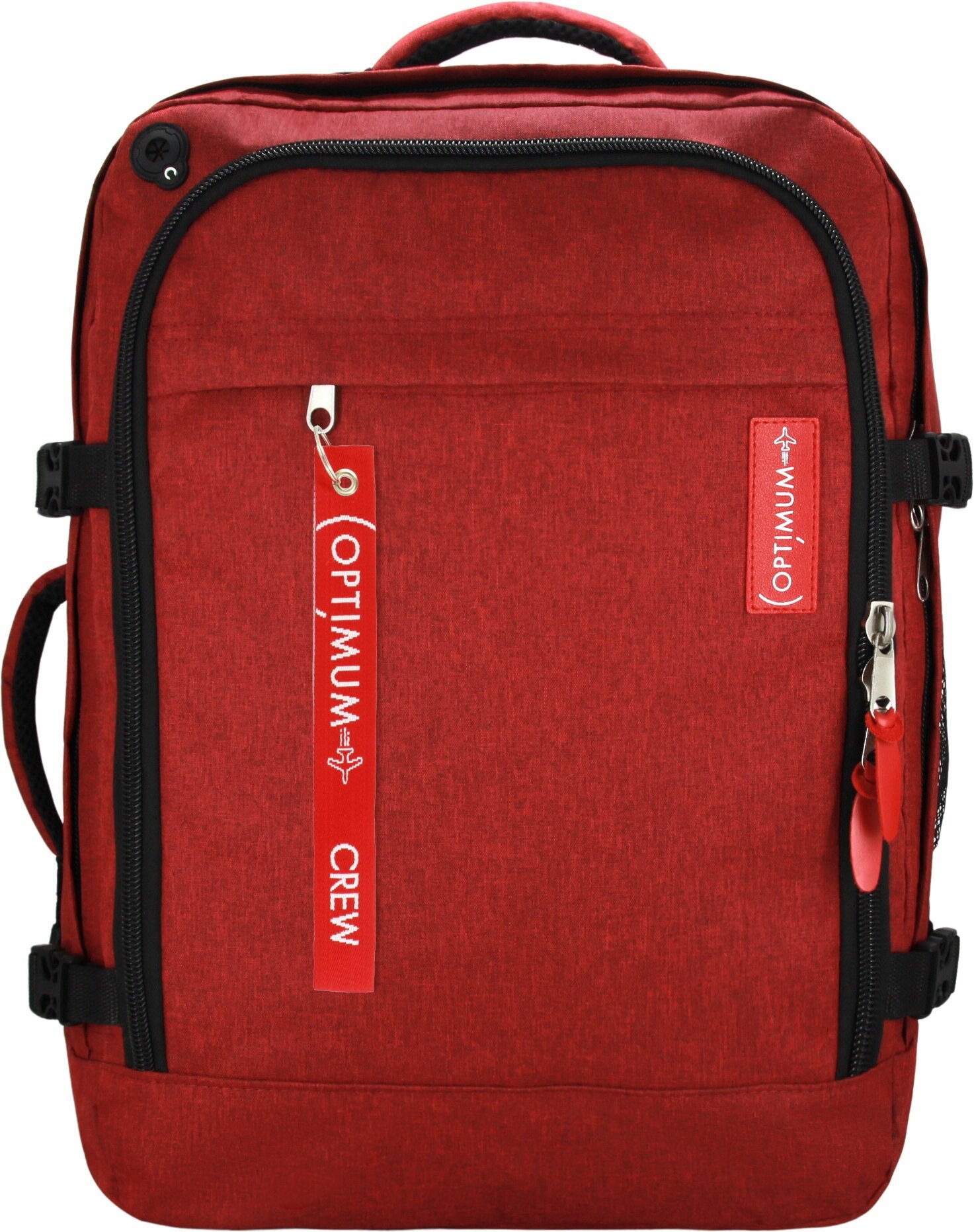 Сумка дорожная сумка-рюкзак Optimum, 44 л, 55х40х20 см, ручная кладь, отделение для ноутбука, фиксирующие ремни, водонепроницаемая, красный - фотография № 6