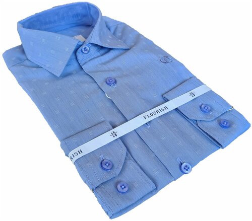 Школьная рубашка, размер 110-116, синий