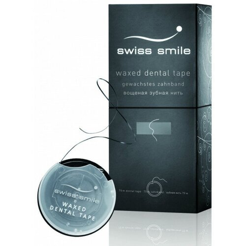 Swiss Smile Зубная нить Basel вощеная черная 70 м 1 шт