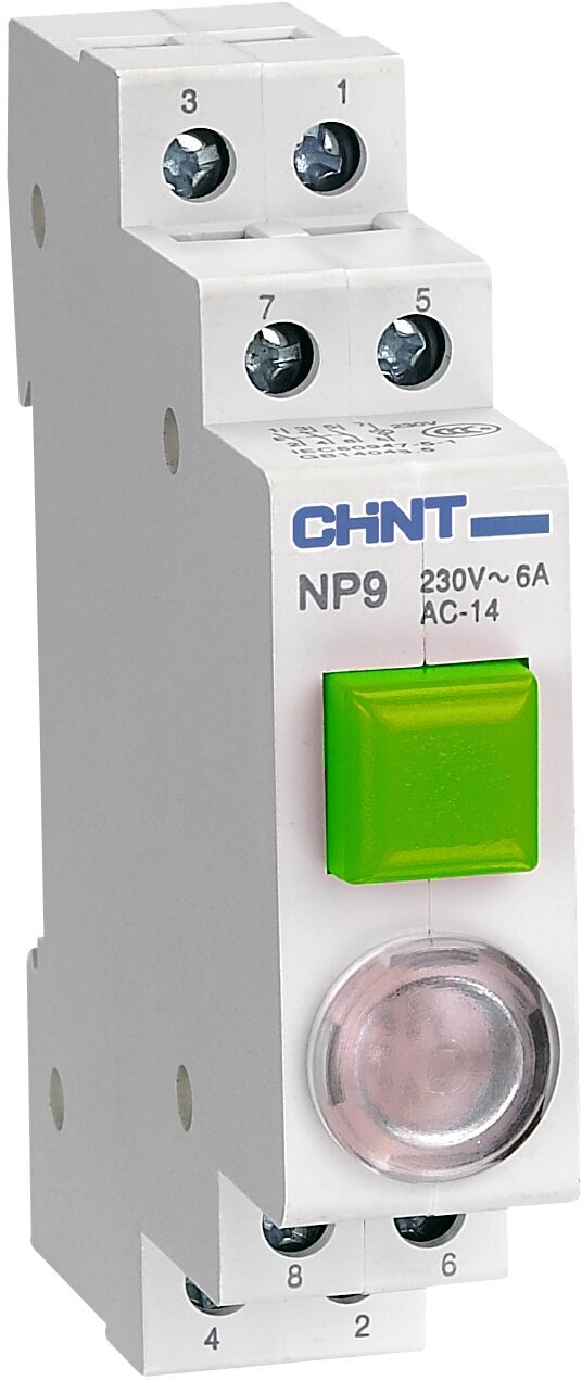 CHINT Кнопка модульная NP9-10D3/1 с подсветкой, 1НО, AC/DC230В, зеленая(R)(CHINT) 584054 - фотография № 3