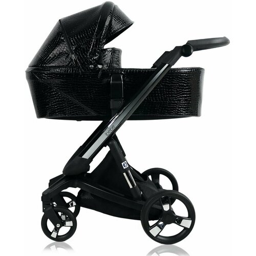 Коляска 2 в1 Ibebe I-Stop Leather короб+прогулка Crocodile Black/Black