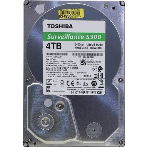 Жесткий диск Toshiba Surveillance S300 HDWT840UZSVA 1315900₽
