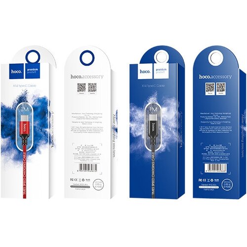 Кабель USB - Type-C Hoco X14 Times Speed , 3A , 1 метр красный
