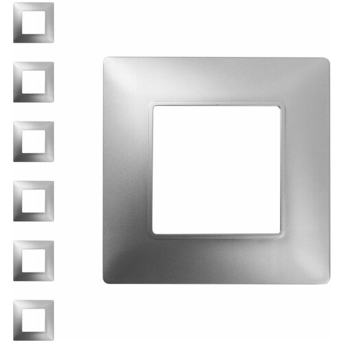 Рамка ЭРА Elegance одноместная универсальная алюминий (комплект из 6 шт)