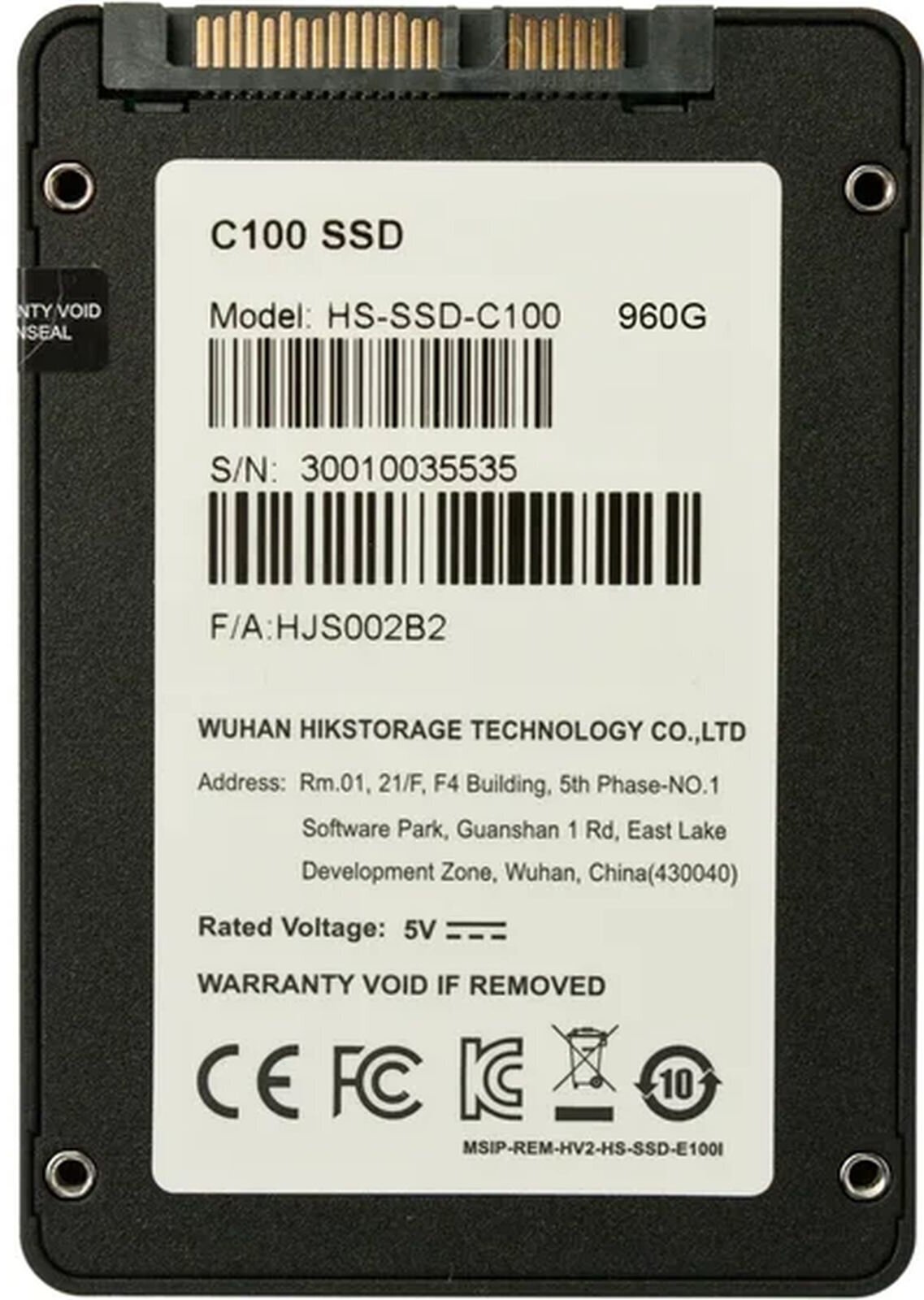 Накопитель SSD 2.5'' HIKVISION C100 960GB SATA 6Gb/s TLC 520/400MB/s IOPS 50K/30K MTBF 2M 7mm - фото №4