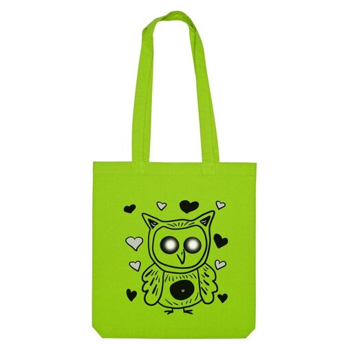 Сумка шоппер Us Basic, зеленый сумка сова с сердечками серый