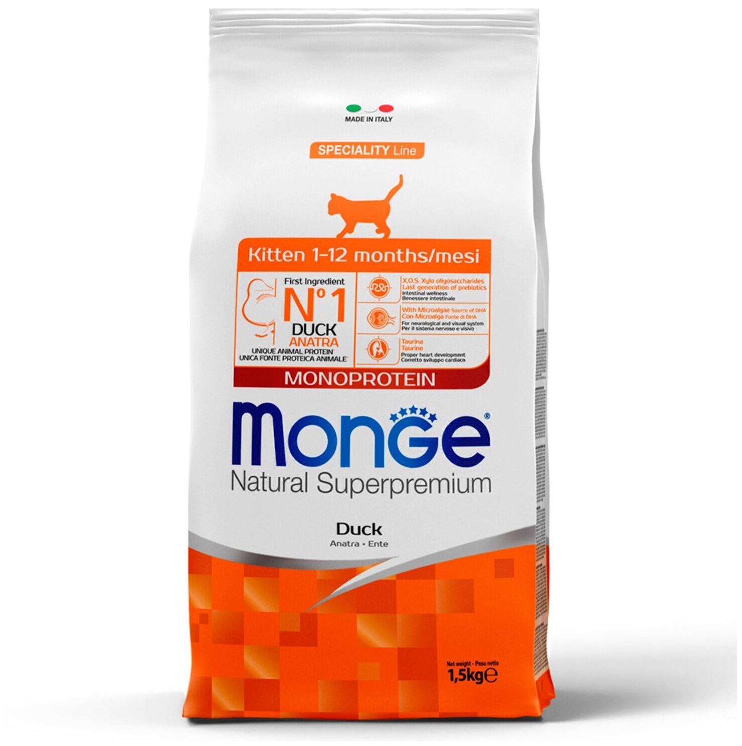 Monge Cat Speciality Line Monoprotein Сухой корм для котят и беременных кошек, Утка 1.5кг