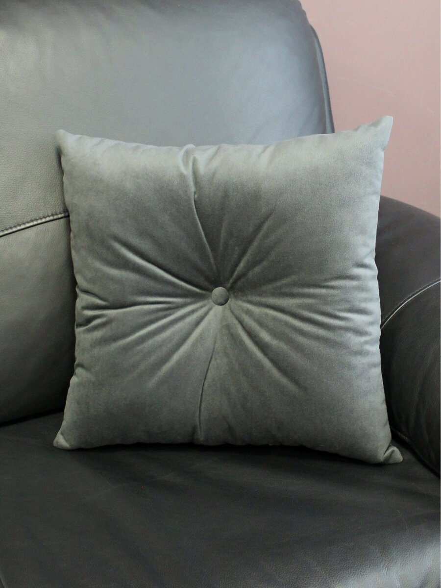 Подушка декоративная MATEX ITAKA серый без наволочки, бархатная ткань, 43х43 см