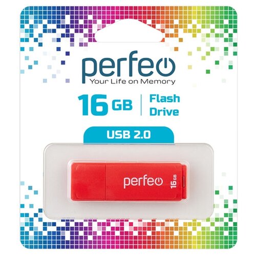 Флешка Perfeo C04 16 ГБ, red флэш диск usb perfeo 16gb c04 red pf c04r016