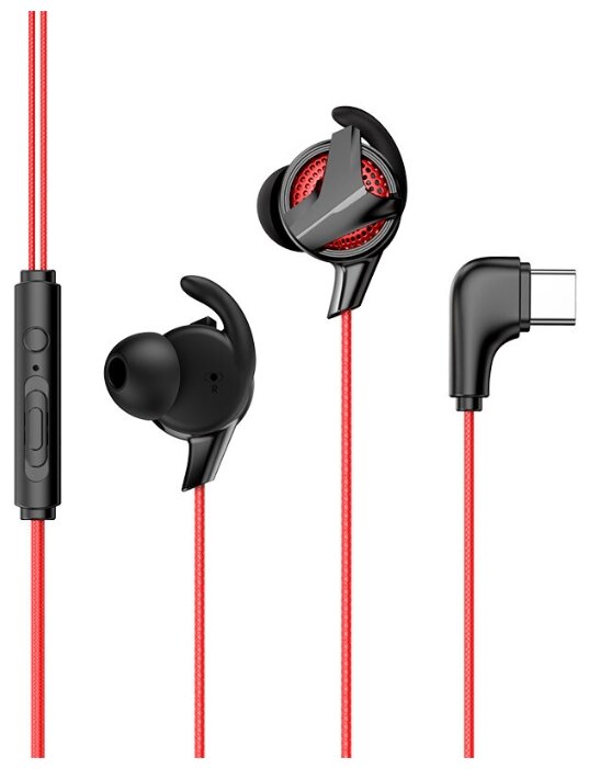 Наушники Baseus GAMO Type-C/AUX Wired Earphone C15, двойной микрофон, Красный, NGC15-91