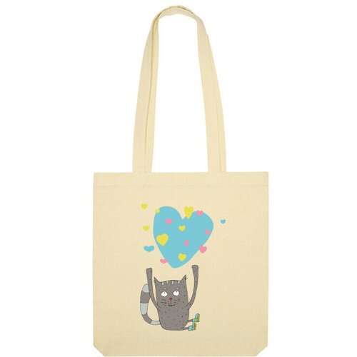 Сумка шоппер Us Basic, бежевый сумка влюблённый кот с сердечками фиолетовый