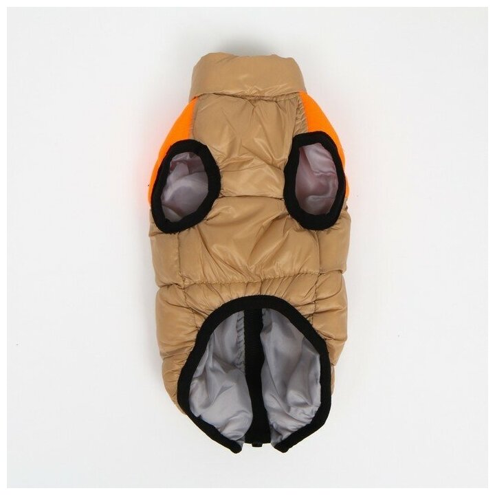 Куртка для собак на молнии, размер 18 (ДС 40 см, ОГ 50 см, ОШ 38 см), бежевая с оранжевым - фотография № 9