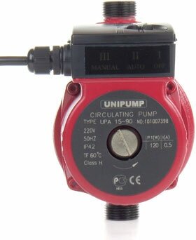 Насос циркуляционный UNIPUMP UPA 15-90 - 195 мм (0,12 кВт, PN6, Hmax 8 м, Qmax 26,6 л/мин, 1х230В)