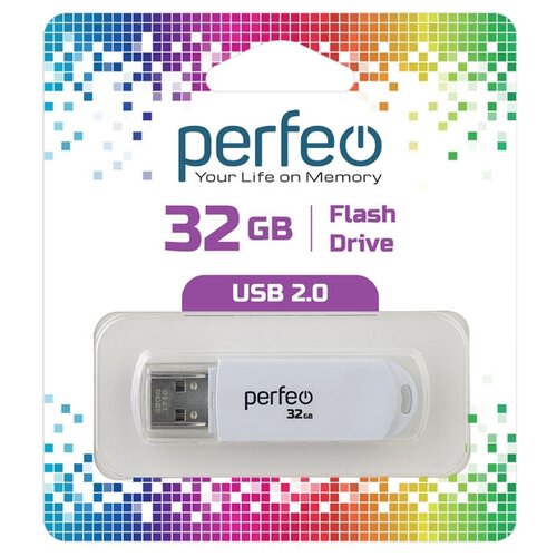 Флешка Perfeo C03 32 ГБ, white флэш диск usb perfeo 32gb c03 grey pf c03gr032