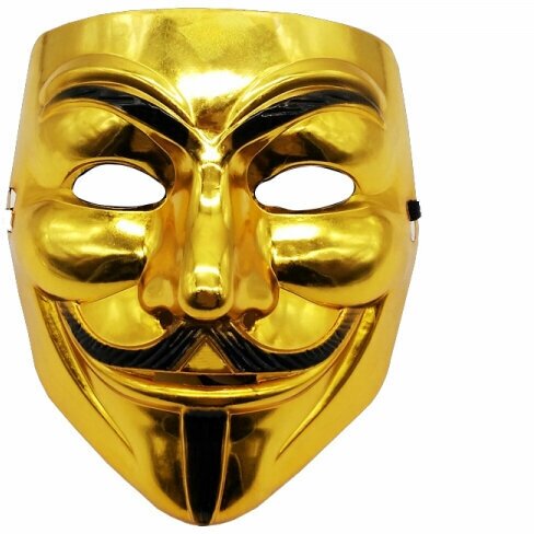 Карнавальная маска анонимуса "Гай Фокс" вендетта, цвет золотой