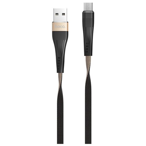 Кабель USB - micro USB 1.2м Hoco U39 Slender - Черный/Золотистый кабель hoco u39 slender type c 1 2 м 3 0а