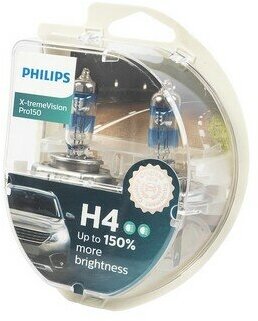 Philips Лампа галоген. H4 12 V 60/55 W X-TremeVision PRO150 (+150%) (к-т) "Philips"