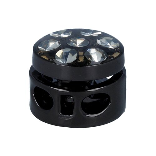 фото Зажим micron gb 1265 со стразами для двух шнуров в пакете №06 черный никель (прозрачный)