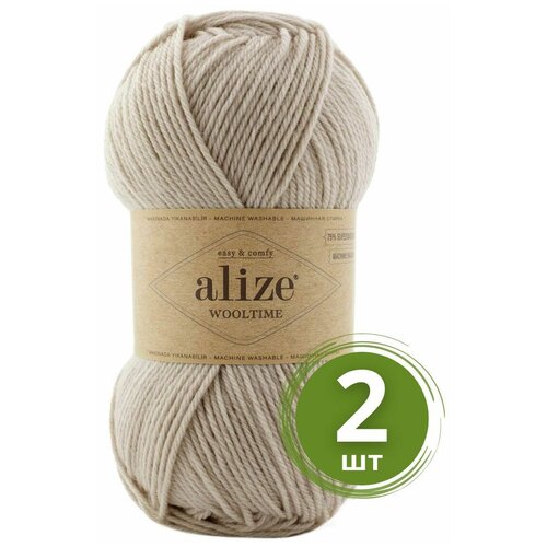 Пряжа Alize Wooltime (Вултайм) - 2 мотка Цвет: 152 беж 75% шерсть, 25% полиамид, 100г 200м
