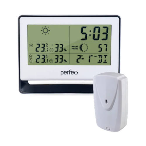 Perfeo Часы-метеостанция Nuvole, серебряный, (PF-S3607B) часы метеостанция perfeo window с будильником