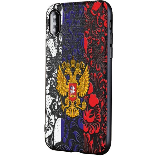 Силиконовый чехол Mcover для Apple iPhone X с рисунком Символика РФ силиконовый чехол с защитой камеры mcover для apple iphone 11 с рисунком символика рф