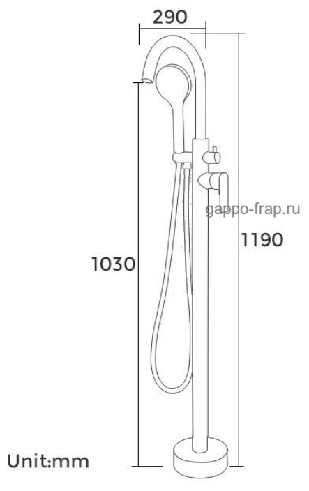 Смеситель напольный для ванны нержавеющая сталь Gappo G3099 - фотография № 5