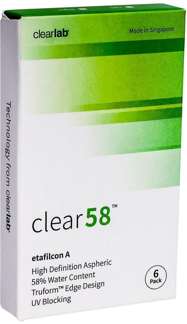 Контактные линзы ClearLab Clear 58 Ежемесячные, -04,75 / 14.0 / 8.7, 6 шт.