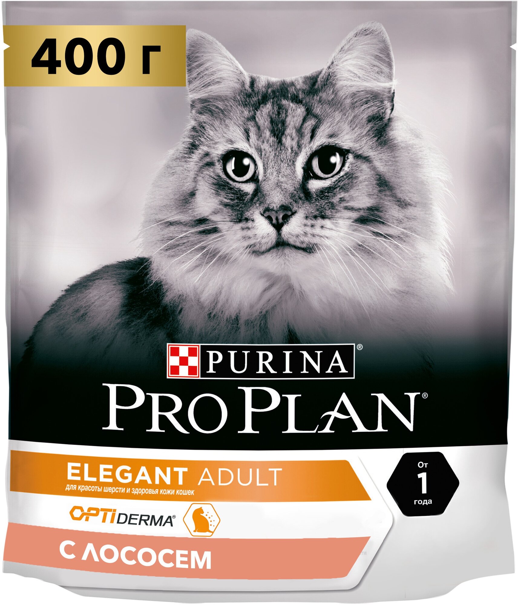 Сухой корм Pro Plan® для поддержания красоты шерсти и здоровья кожи, с лососем, пакет, 400 г