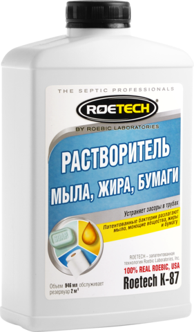 Roetech К-87 растворитель мыла, жира, бумаги, 0.946 л/, 1.02 кг