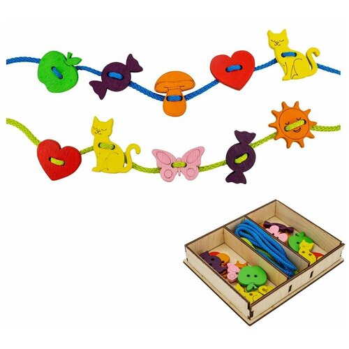 Развивающая игрушка деревянная шнуровка 