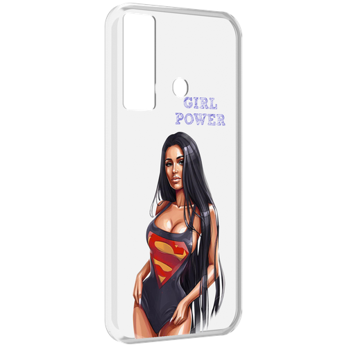 Чехол MyPads Девушка-супермен женский для Tecno Camon 17 задняя-панель-накладка-бампер