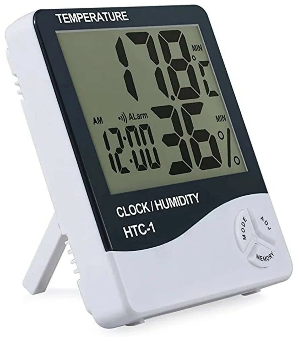 Погодная метеостанция с измерением температуры и влажности воздуха в помещении, часами с функцией будильника и календарем, гигрометр