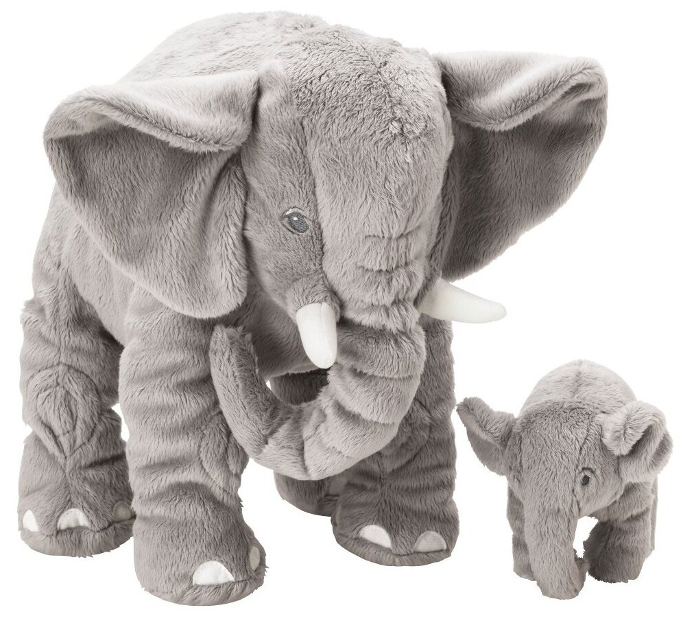 LEDDJUR леддьюр мягкая игрушка,2штуки слон/серый - фотография № 1