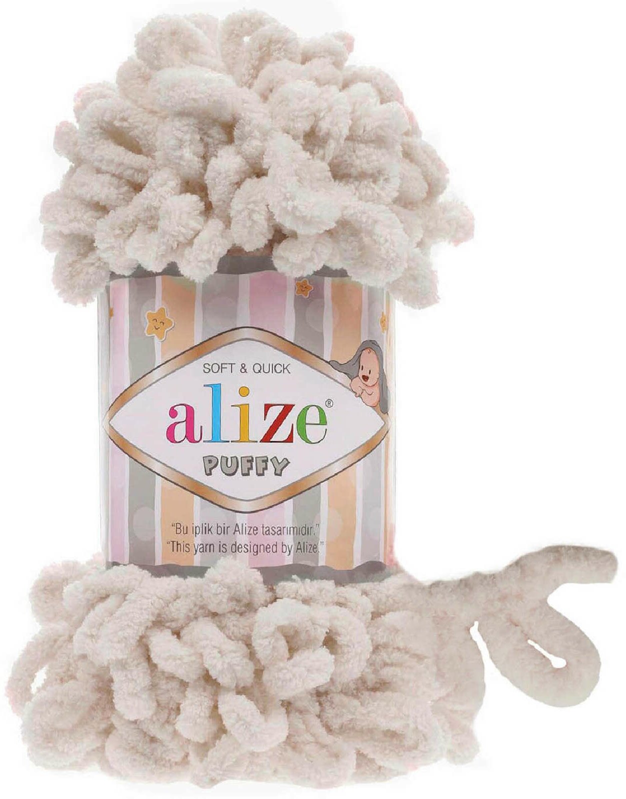 Пряжа Alize Puffy слоновая кость (599), 100%микрополиэстер, 9м, 100г, 3шт